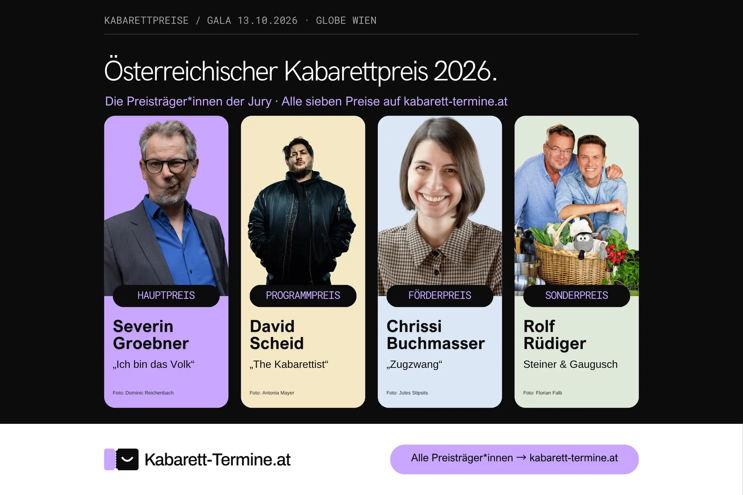Österreichischer Kabarettpreis 2026: alle Preisträger*innen