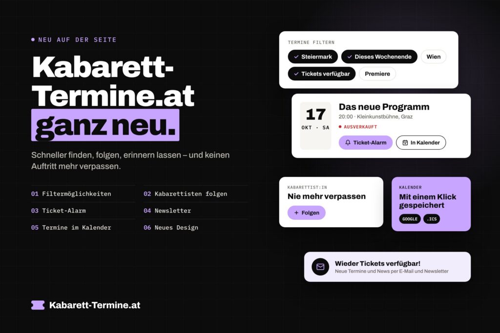 Kabarett-Termine.at im neuen Look & viele neue Funktionen